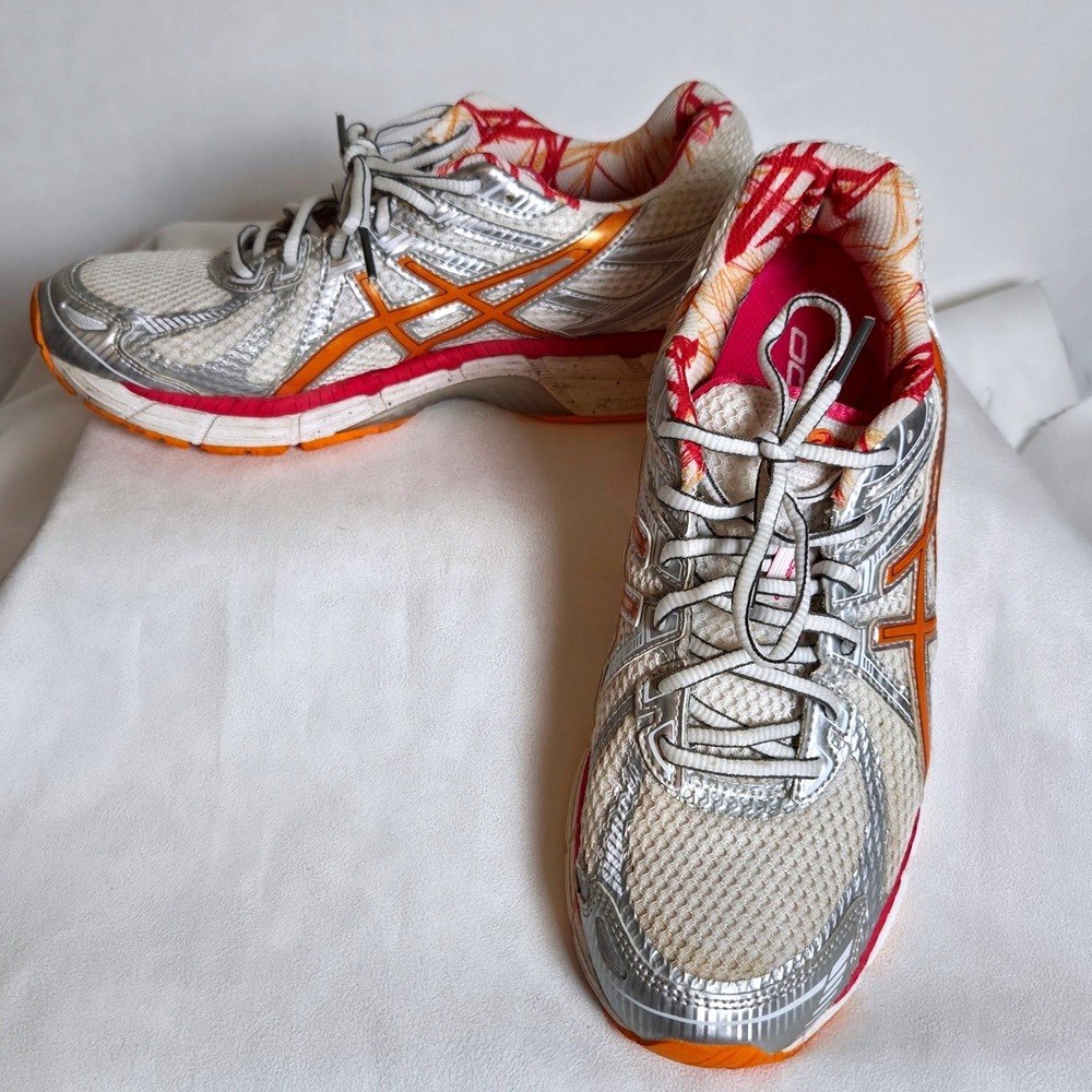 Asics GT-2000 Women Running Shoes Silver Orange Pink T2K7N Size 8.5 Athletic Run